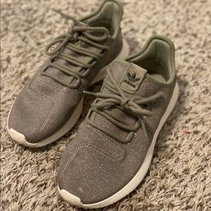 Women’s sparkly olive green Tubular Adidas size 7